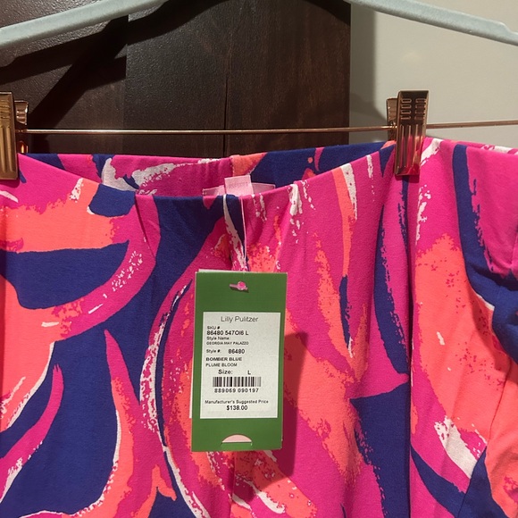 Lilly Pulitzer Pink and Blue Palazzo Pants - Picture 4 of 4